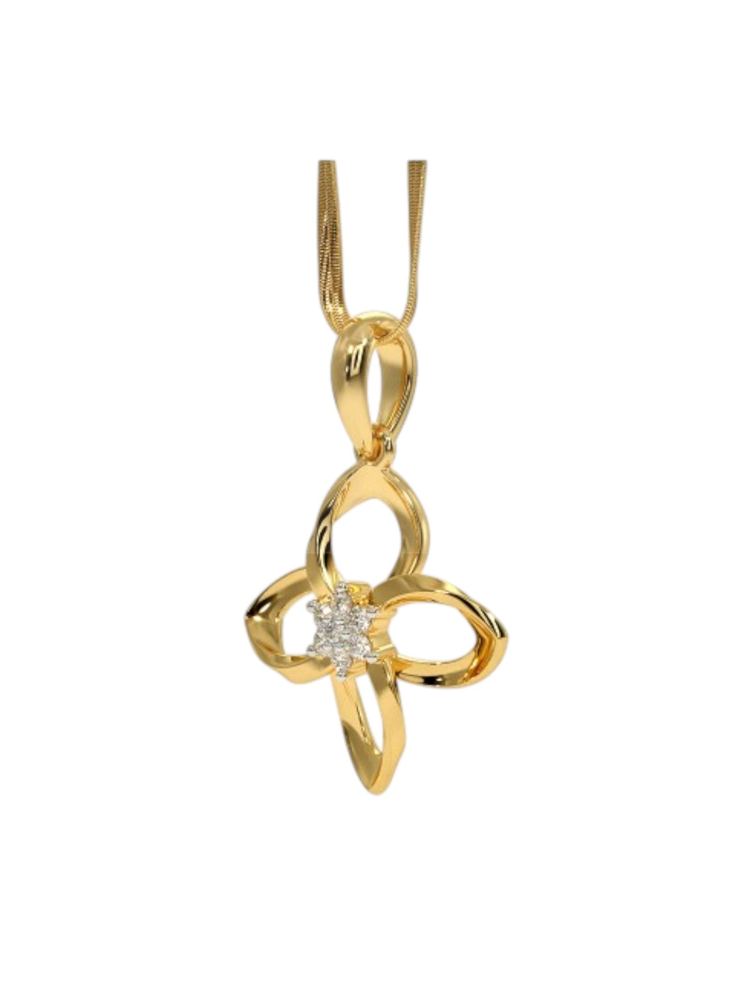 925 Sterling Silver Minimalist Design CZ Stones Gold Plated Pendant With Chain For Women By Kesardeep